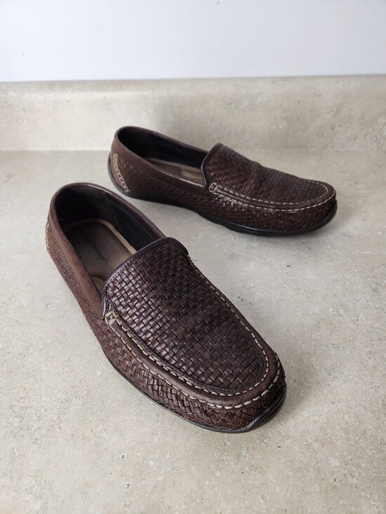 Tommy Bahama Orson Woven Leather shoes Loafers dark brown men\'s 12 D wide main image 12